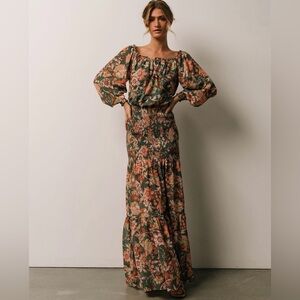 Baltic Born Floral Maxi Dress - Green and Coral